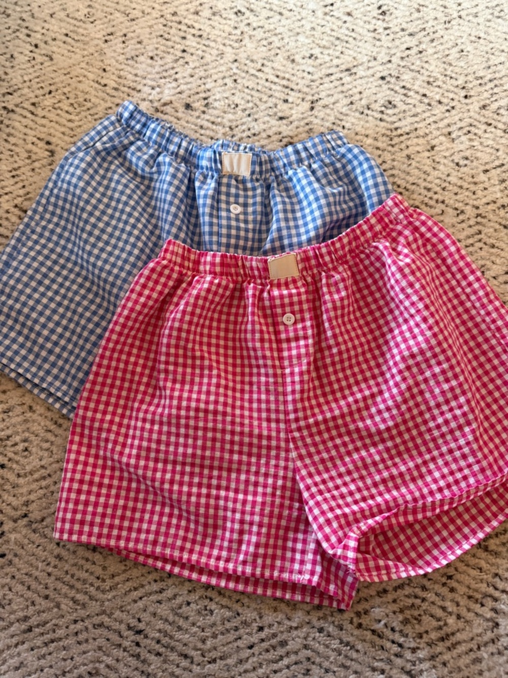 Gingham Cotton Lounge Shorts - Pink